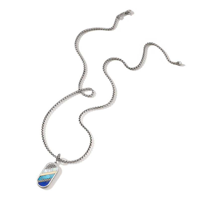 Carved Tag Necklace, Silver, Gold, Gemstones 3