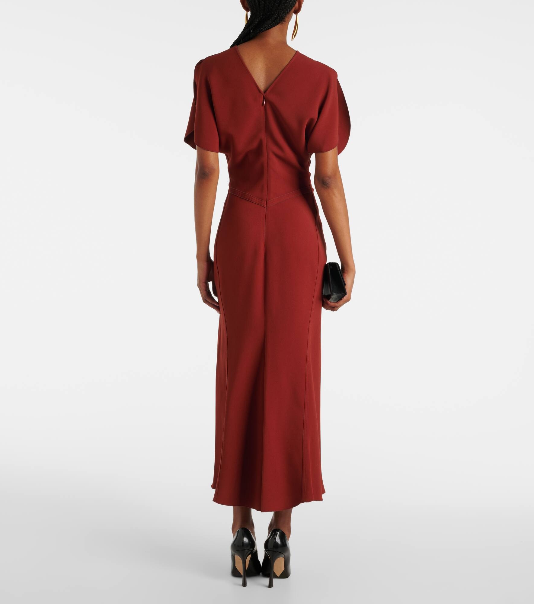 Puff-sleeve gathered midi dress - 3