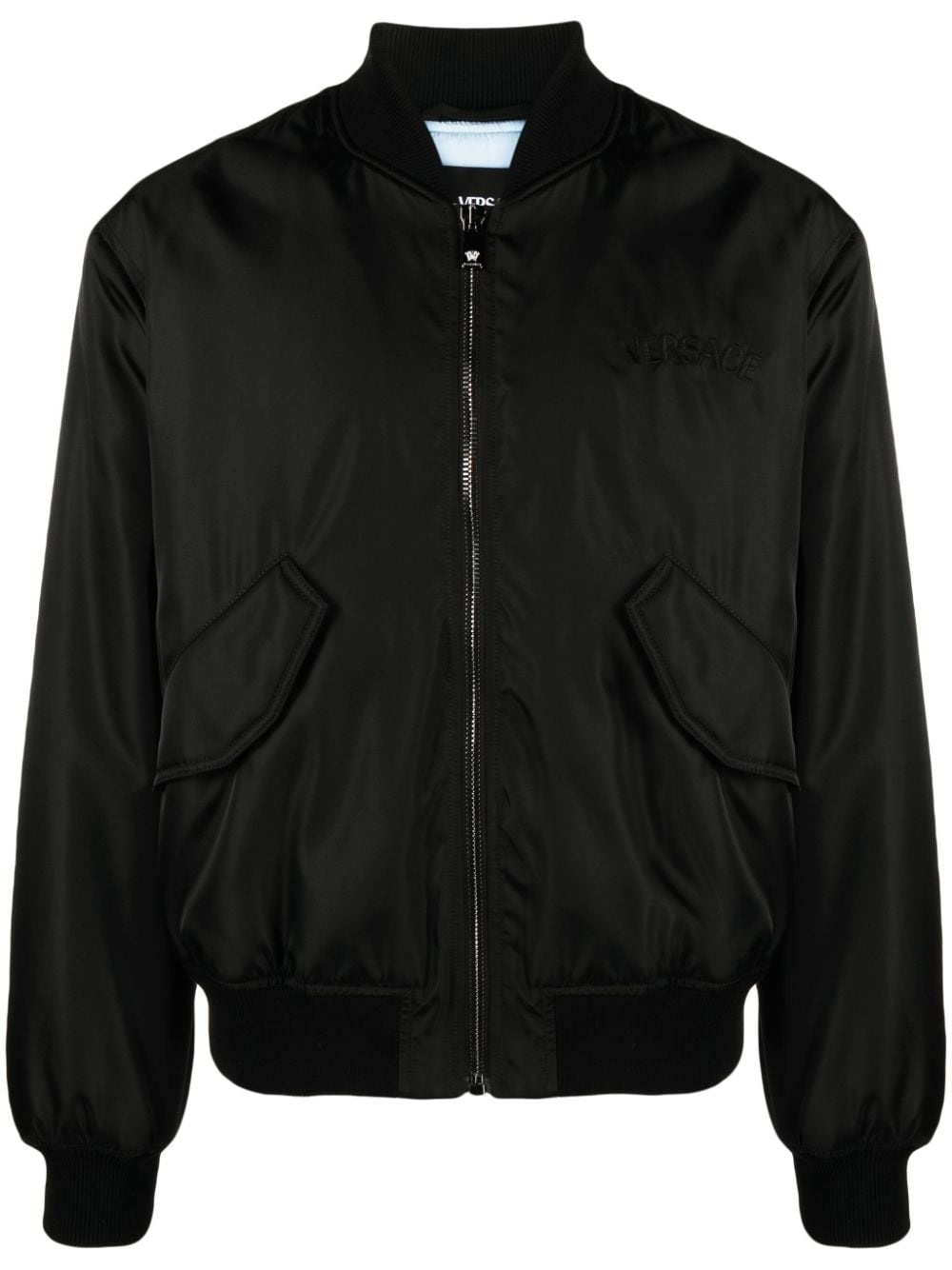 logo-embroidered bomber jacket - 1