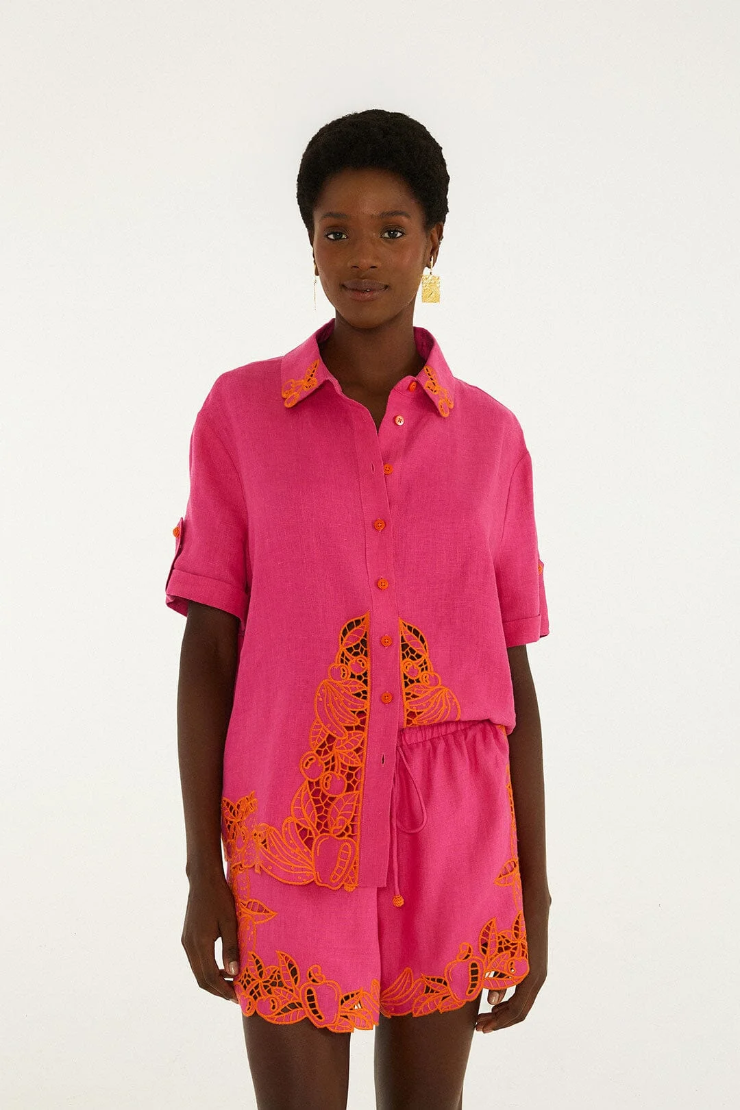 Pink Fruit Richelieu Artisanal Euroflax Premium Linen Shorts - 1