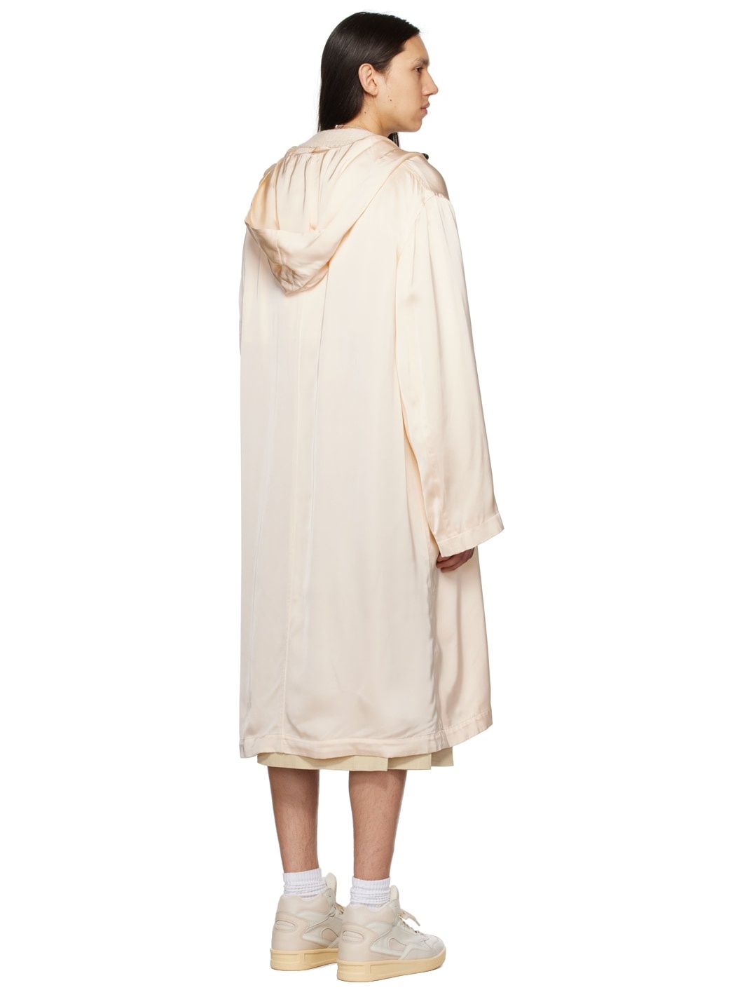 Beige Hooded Coat - 3