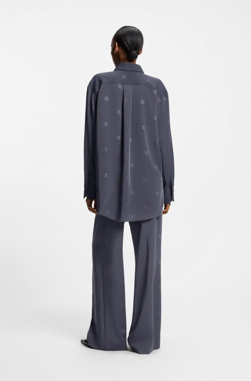 OVERSIZED-FIT BLOUSE WITH STACKED LOGOS 5