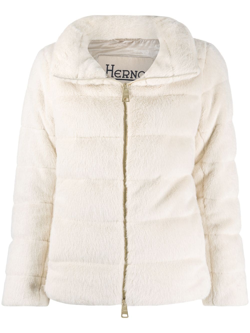 zip-up shearling jacket - 1