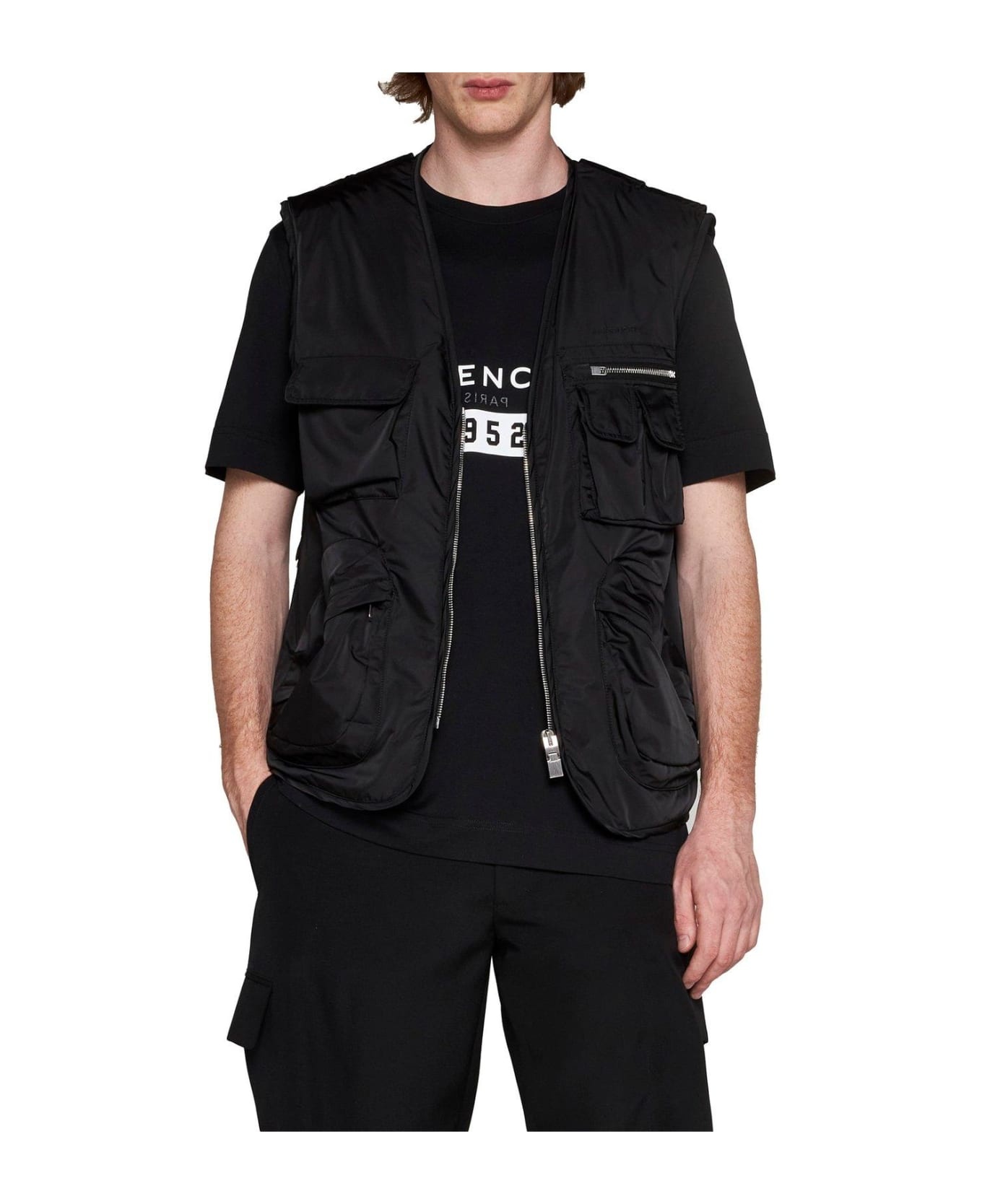 Zip-up Logo Embroidered Vest - 3