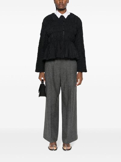 Yohji Yamamoto herringbone pressed-crease wide-leg trousers outlook