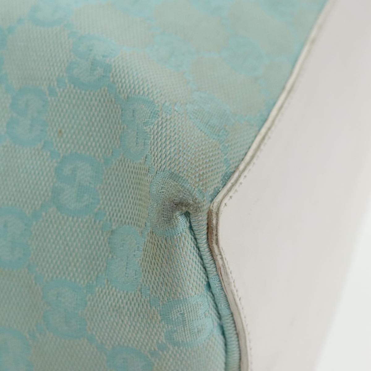 GUCCI GG Canvas Tote Bag Light Blue White Gold 002 002 - 14