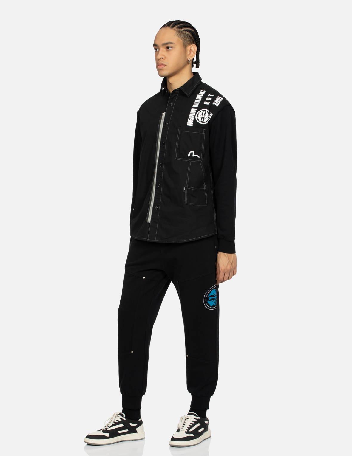 HAND-STITCHED AND MULTI-PRINT RELAX FIT SWEATPANTS - 4