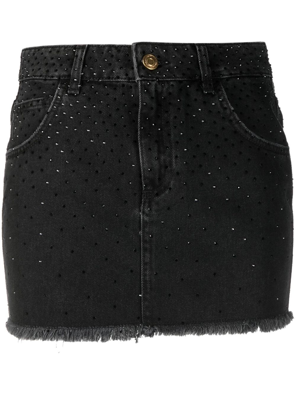 rhinestone-embellished denim skirt - 1