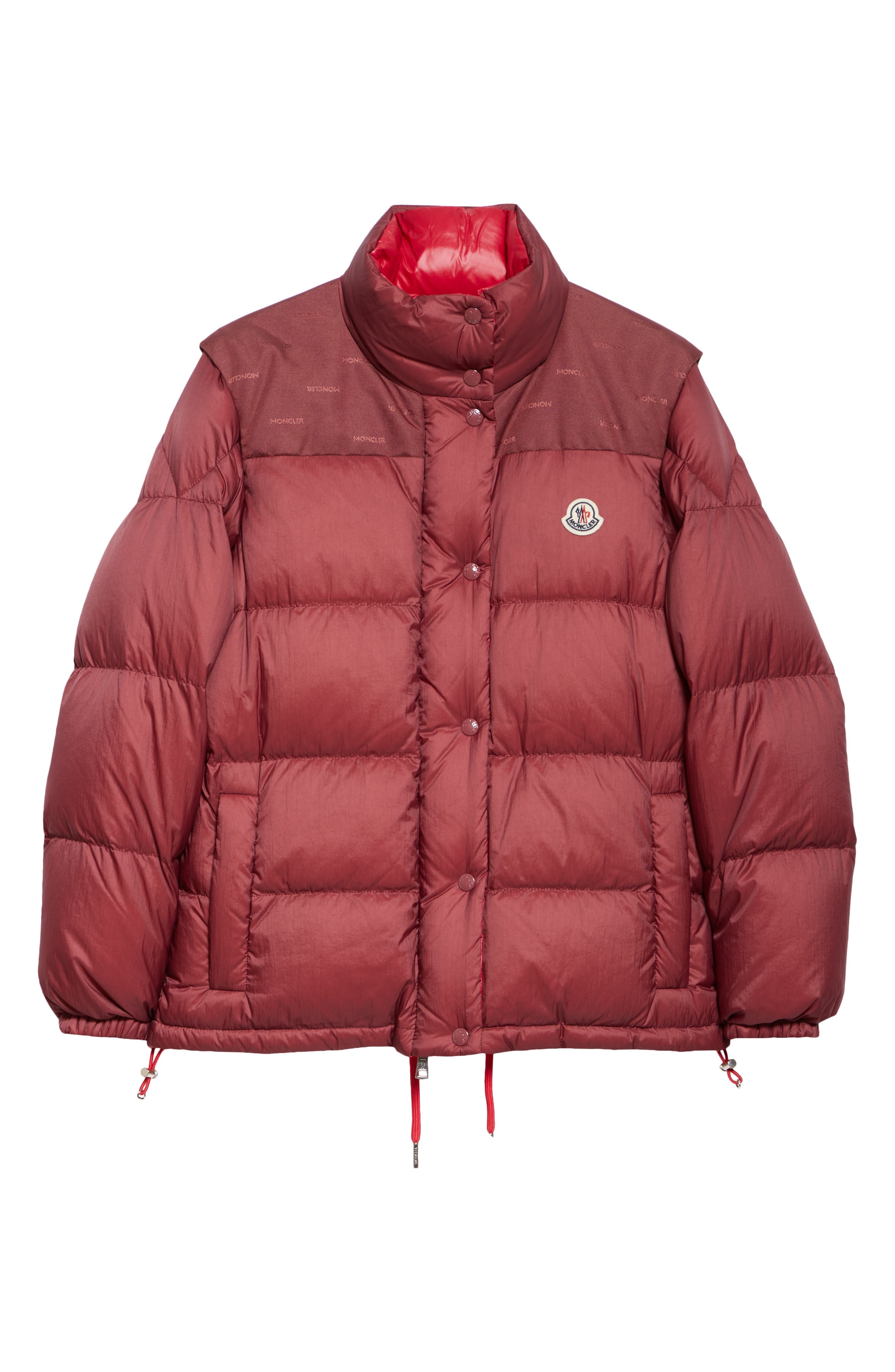 Moncler Verone Convertible Down Puffer Jacket in Dark Red at Nordstrom - 7