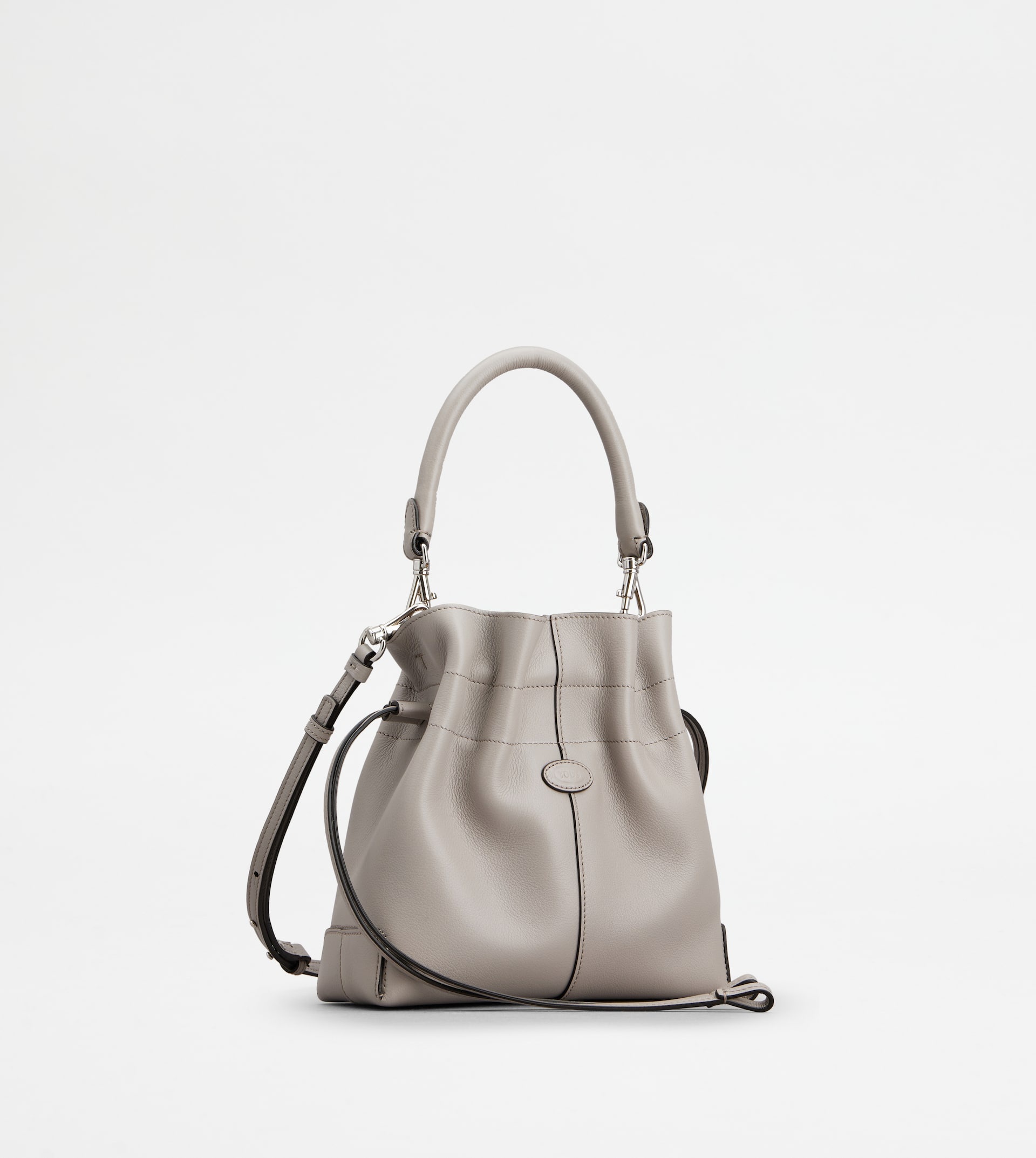 TOD'S DI BAG BUCKET BAG IN LEATHER MINI WITH DRAWSTRING - GREY - 5