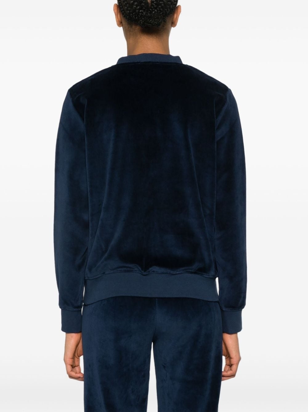 logo-appliquÃ© velour sweatshirt - 4