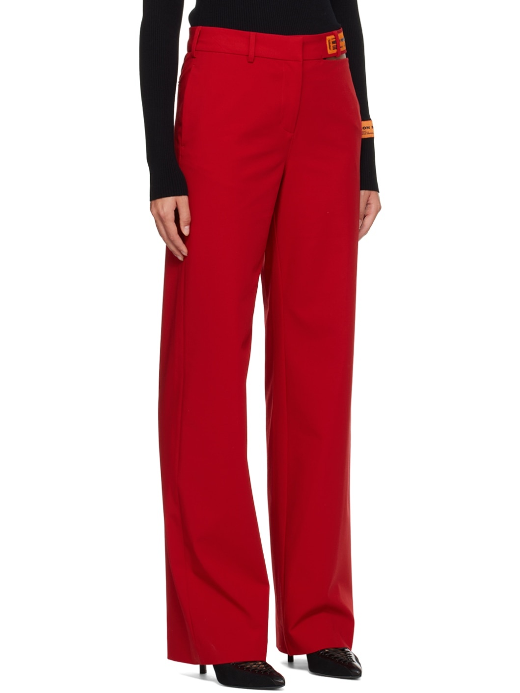 Red Cutout Trousers - 2