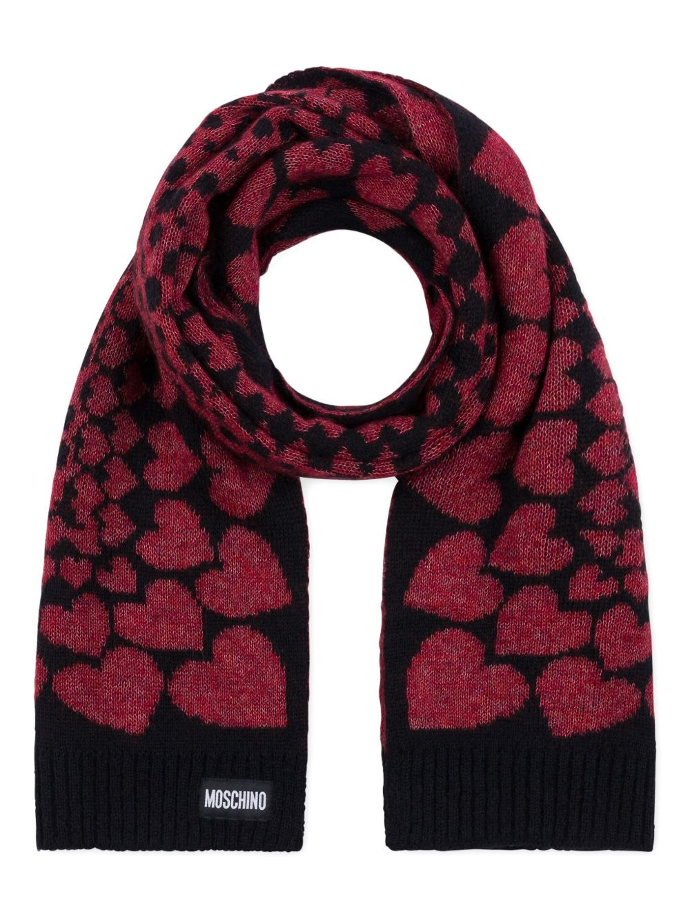 heart-pattern knitted scarf - 3