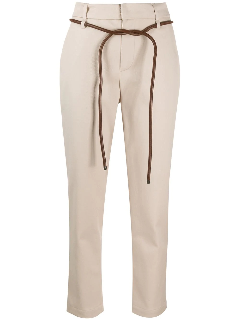 belted slim-fit trousers - 1