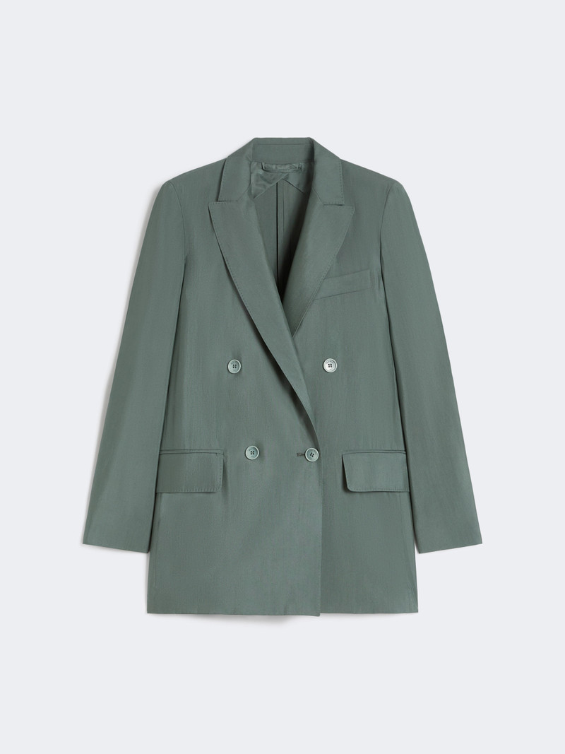ALBATA Double-breasted wool and silk blazer - DARK GREEN - 1