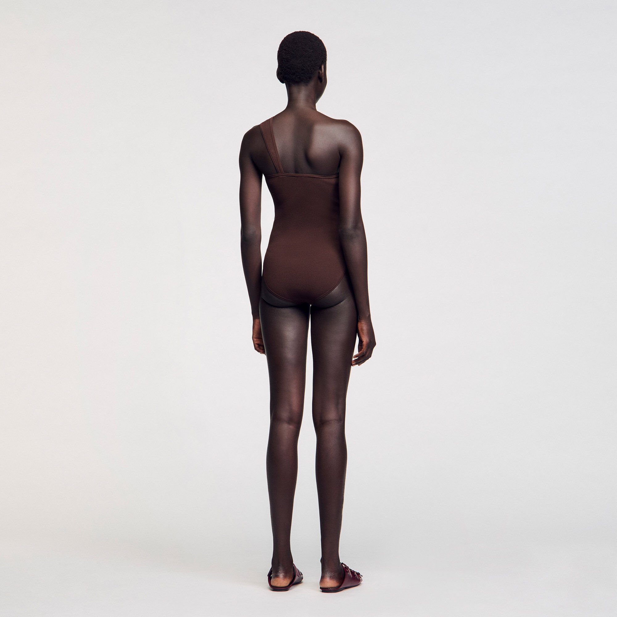 ASYMMETRIC LEOTARD WITH BEAD DETAIL - 5