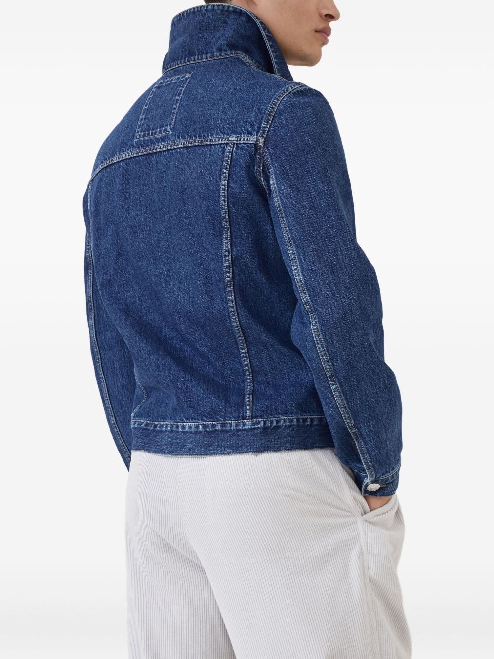 zip-fastening patch-pocket denim jacket - 4