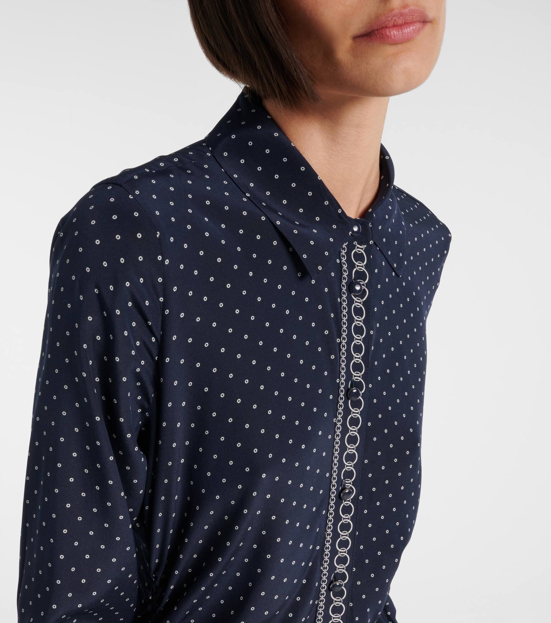 Lex polka-dot silk-blend shirt dress - 4