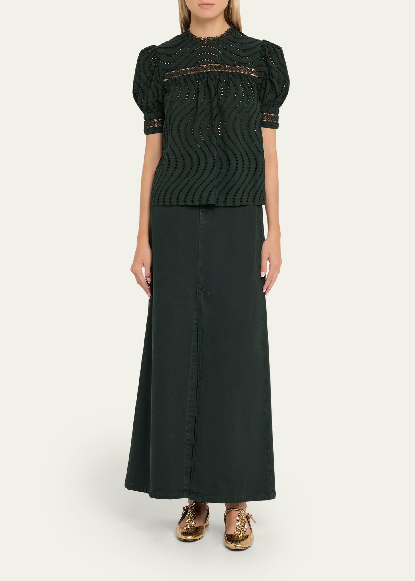 The Anais Denim Mid-Rise Maxi Skirt - 2