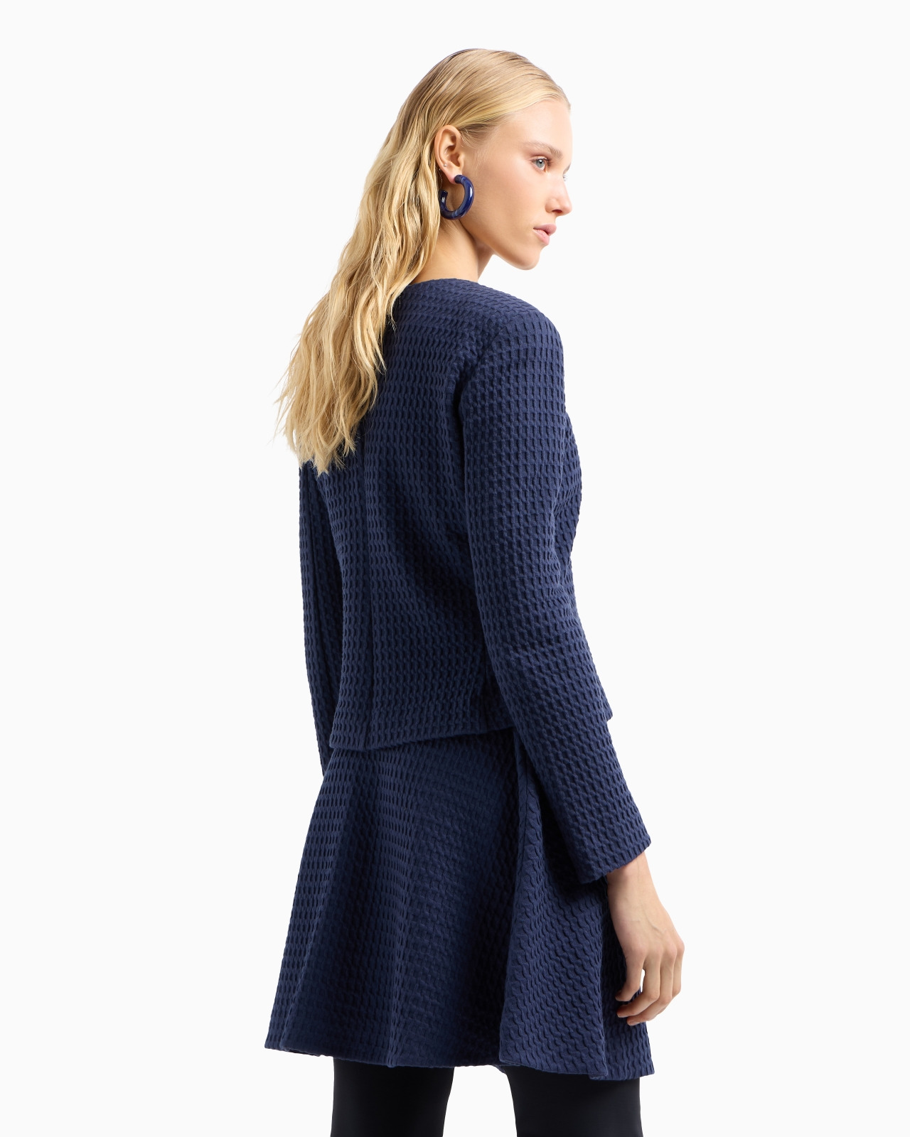 Waffle-effect knit flared skirt - 3