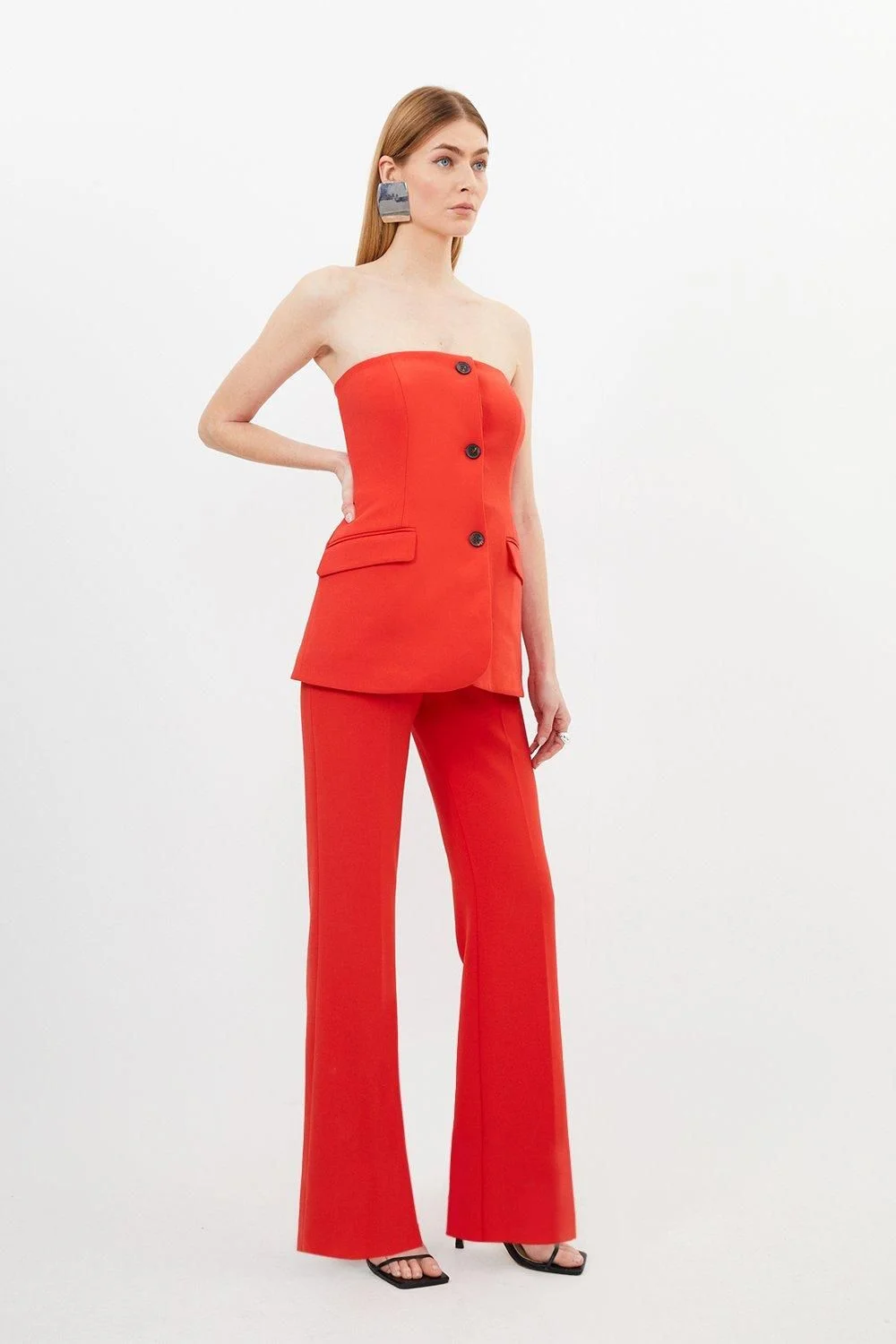 Compact Stretch Tailored Button Bodice Jumpsuit - 1