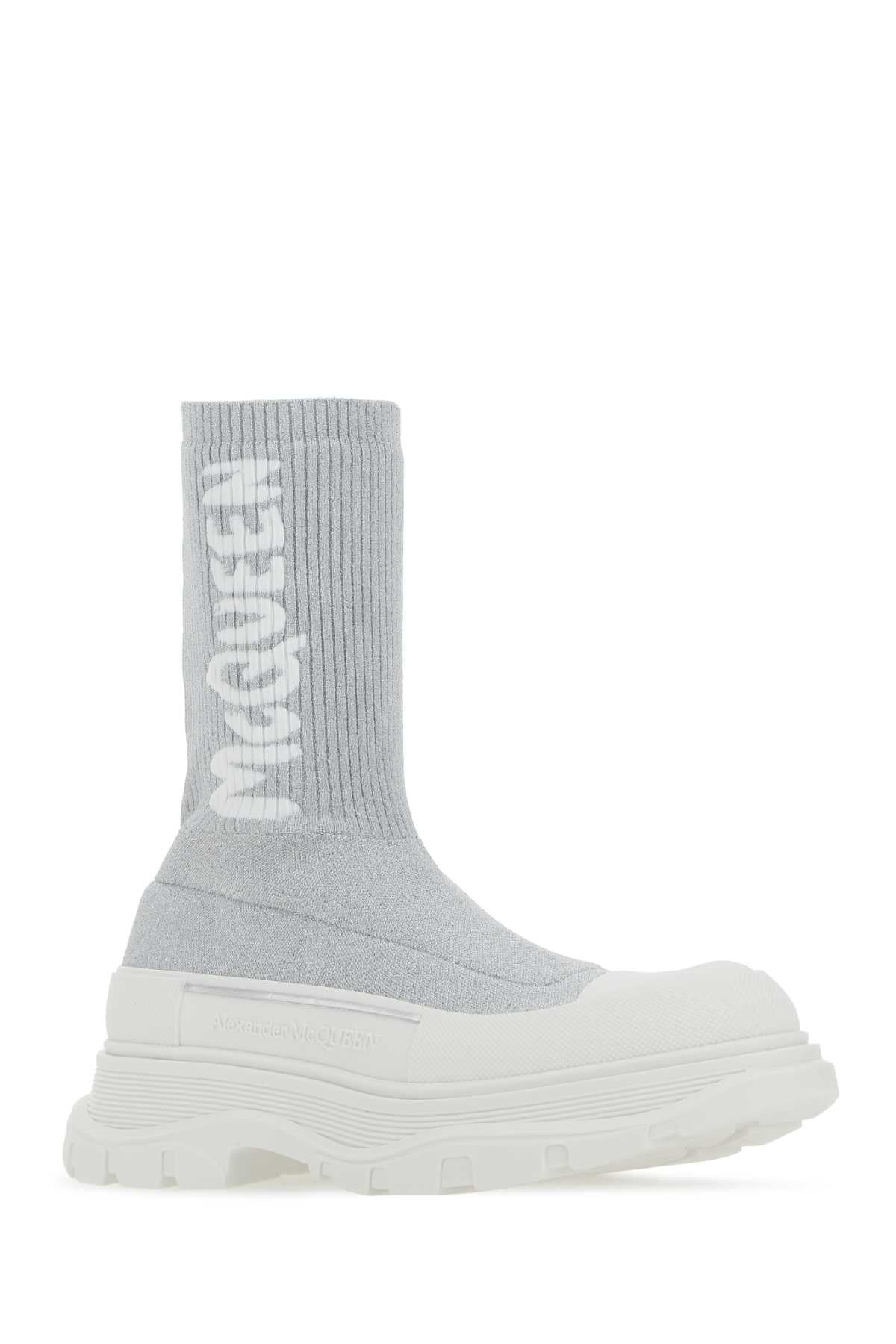 Alexander Mcqueen Women Grey Stretch Nylon Tread Slick Sneakers - 2
