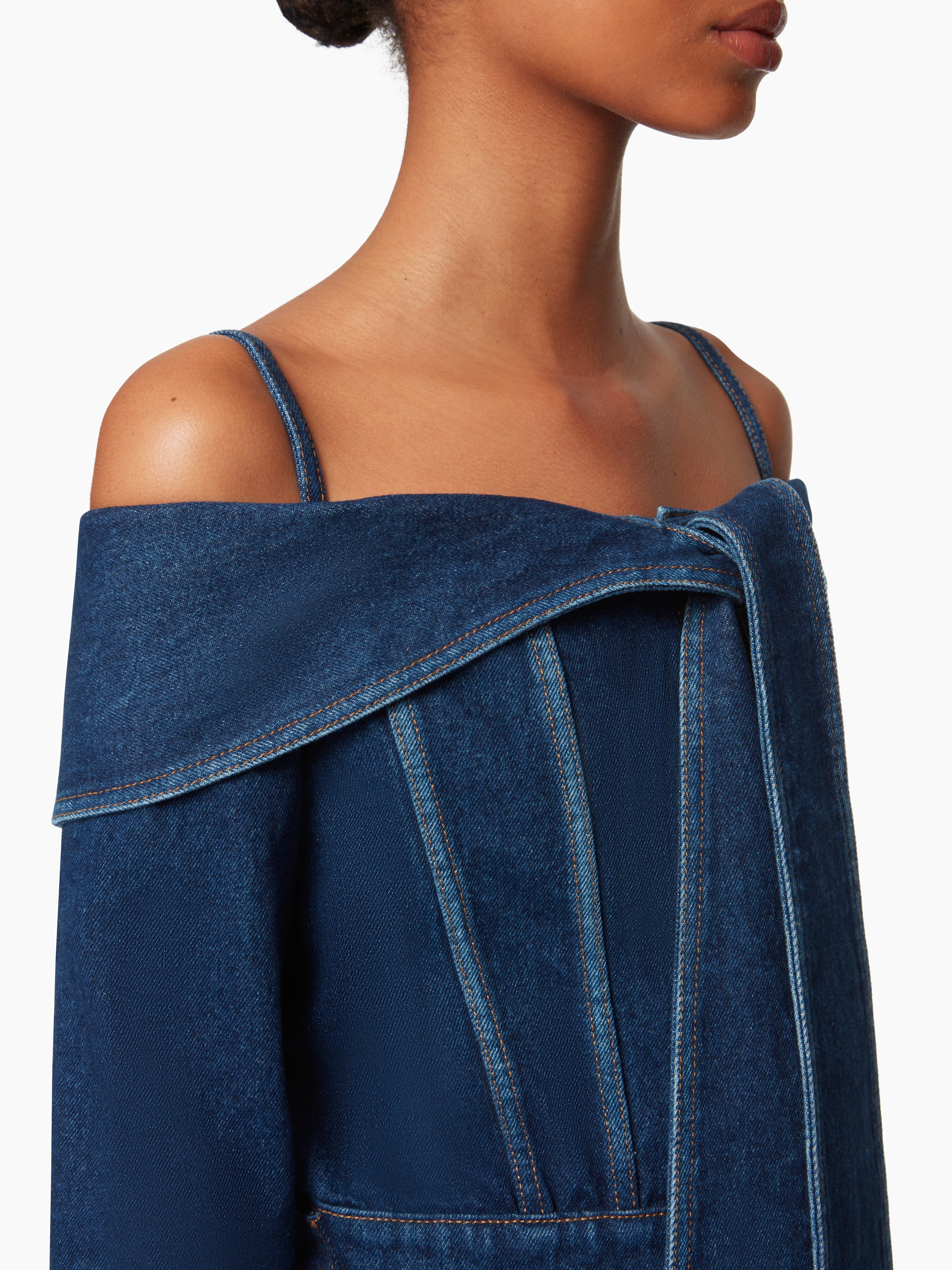 OFF SHOULDER DENIM JACKET - 3