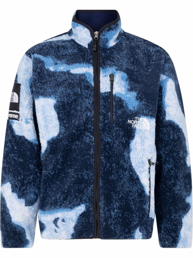 x TNF bleached denim fleece jacket 1
