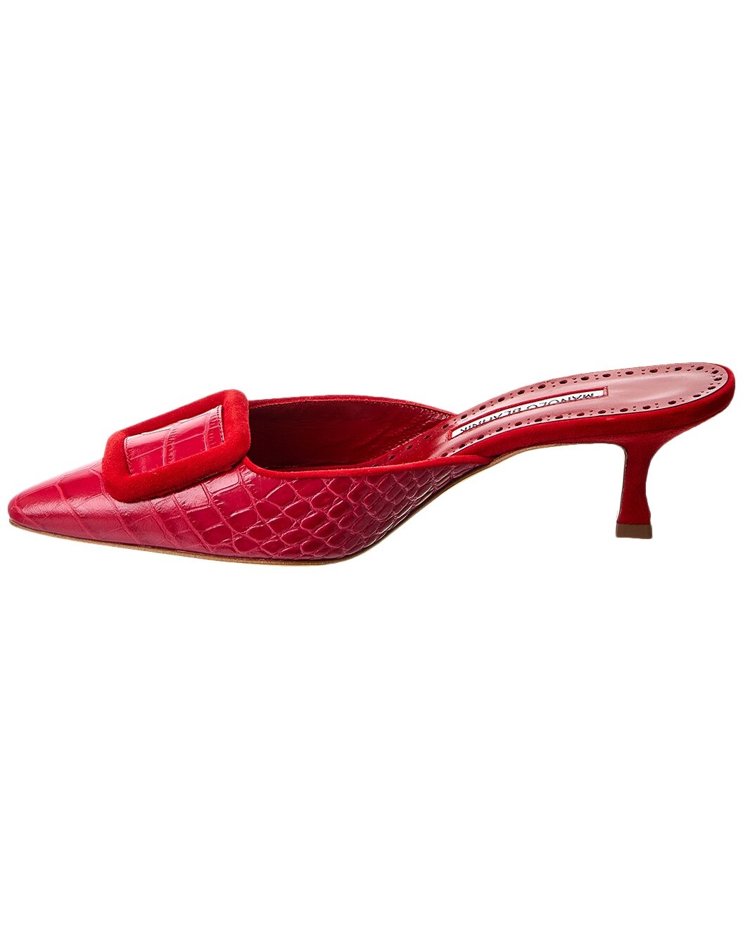 Manolo Blahnik Maysalebi 50 Embossed Leather & Suede Mule - 2