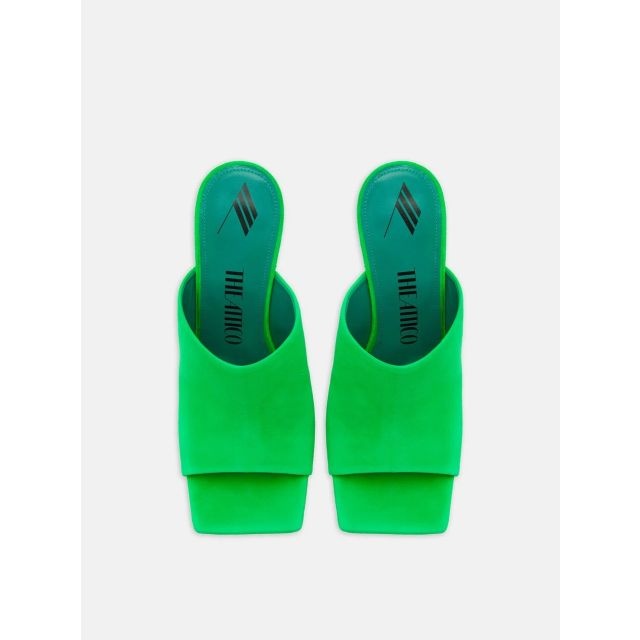 Green mules with sculpted heel - 3