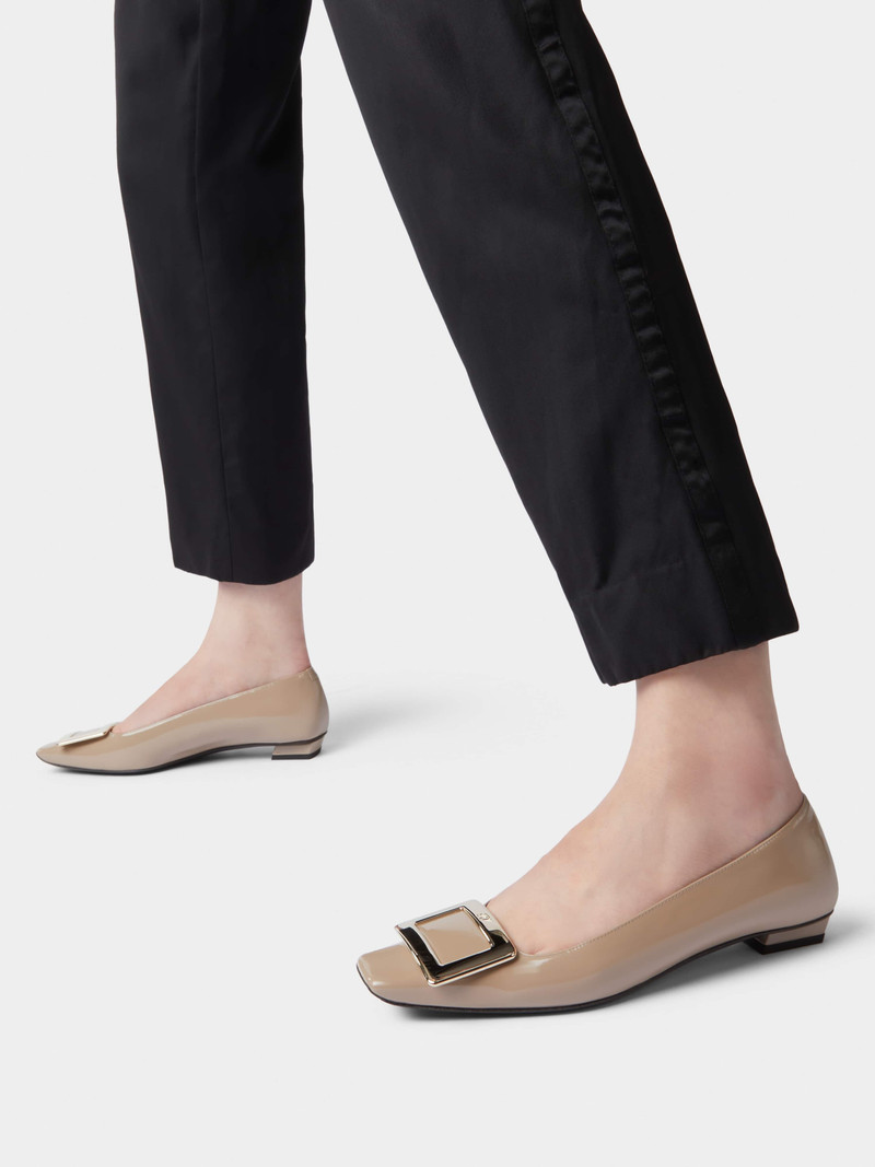 Roger Vivier Belle Vivier Metal Buckle Ballerinas in Patent Leather outlook