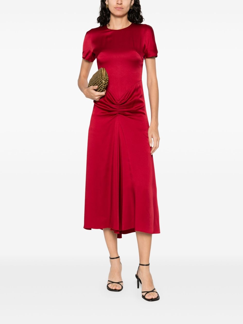 draped satin midi dress - 2