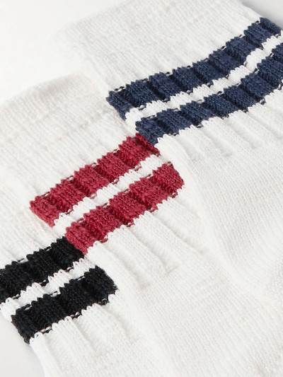 ANONYMOUSISM Slub Line Q Three-Pack Ribbed Striped Cotton-Blend Socks outlook