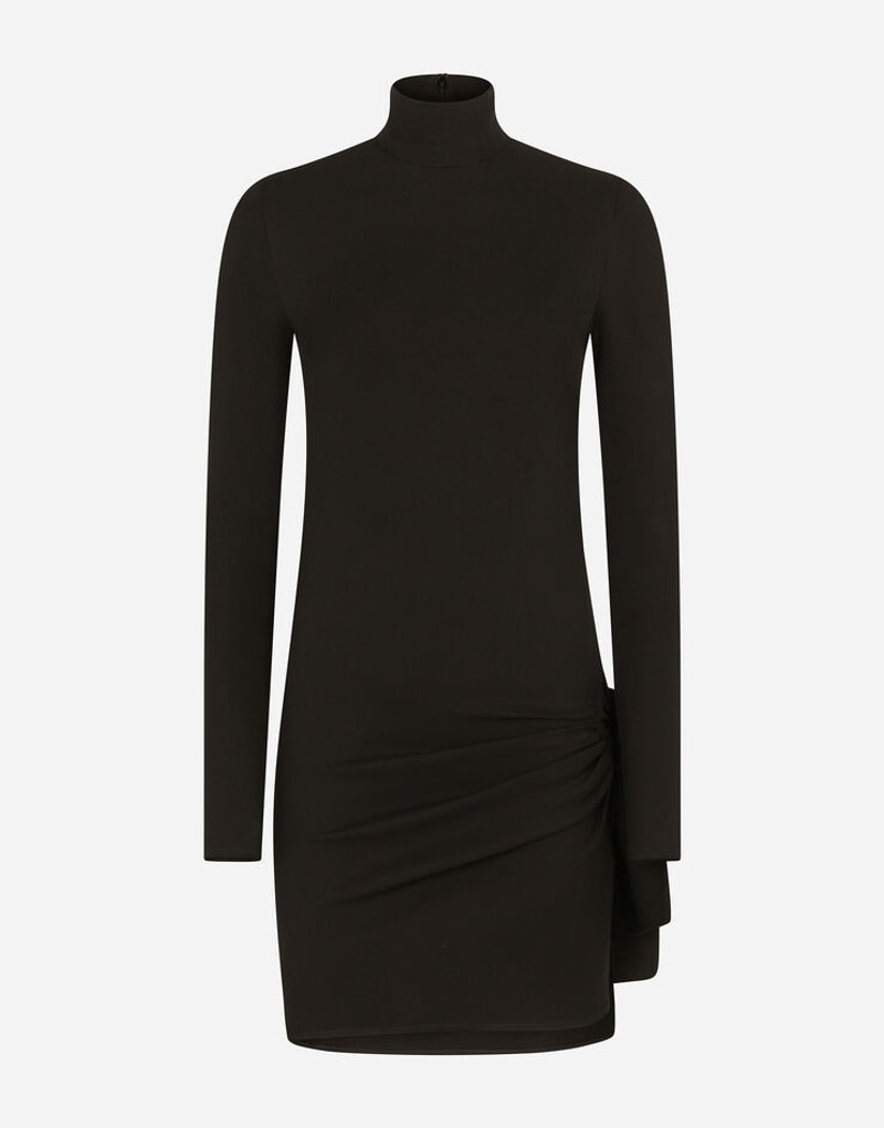 Short cady dress with bow detail 1
