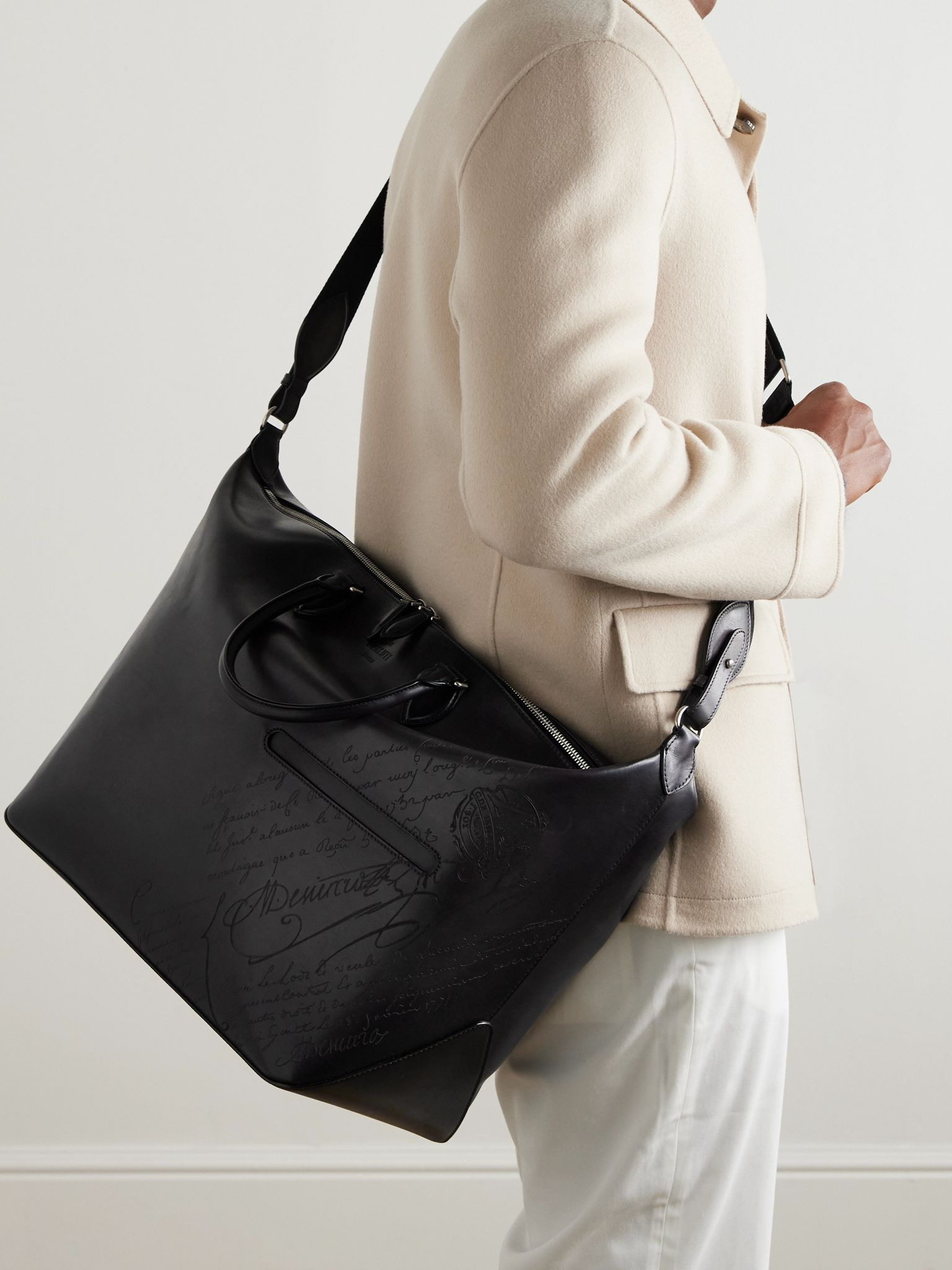 Toujours Scritto Venezia Leather Weekend Bag Black - 6