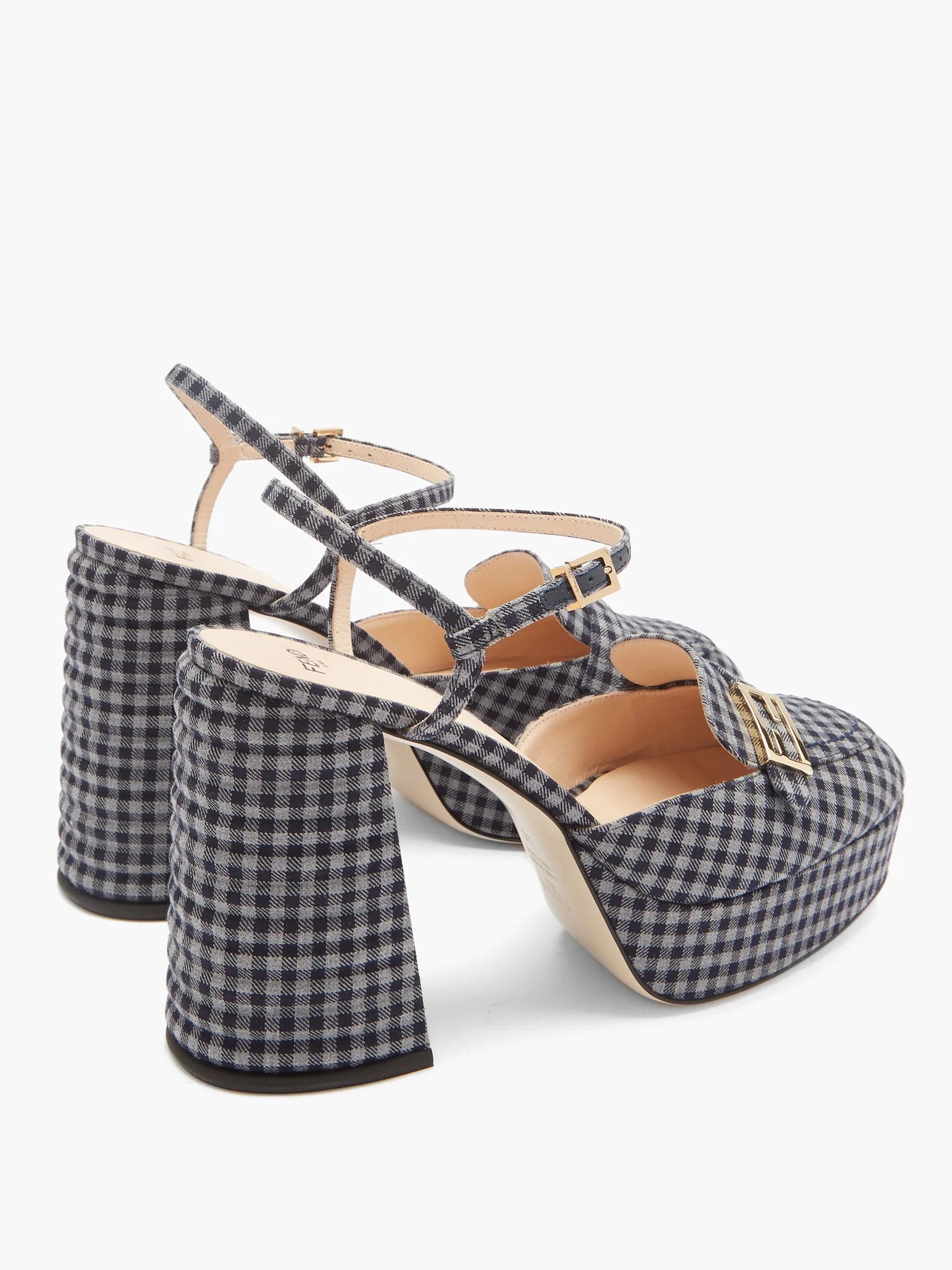 Promenade gingham cross-strap platform sandals - 4