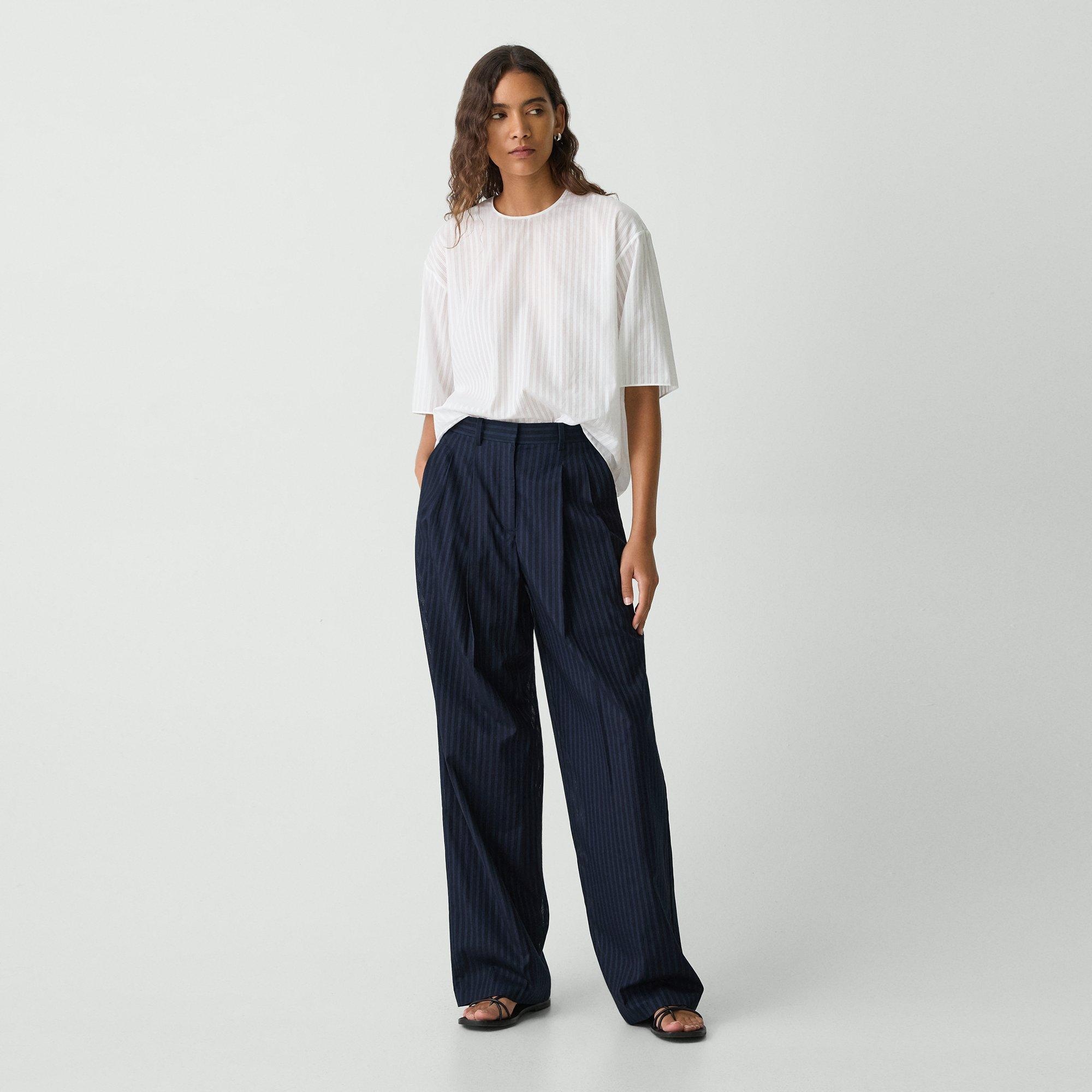 Double Pleat Pant in Linear Cotton - 2