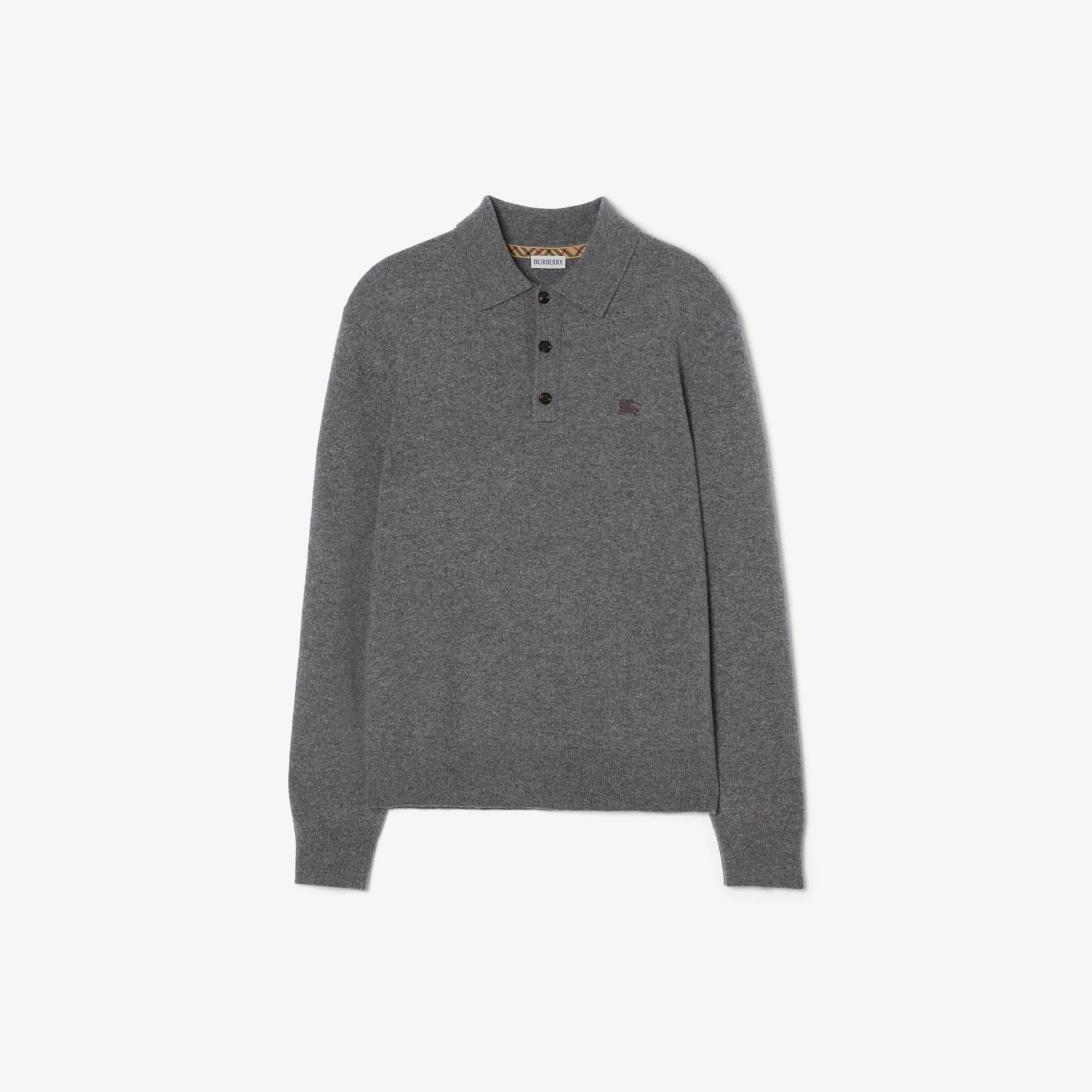 Long-sleeve Cashmere Blend Polo Shirt - 1