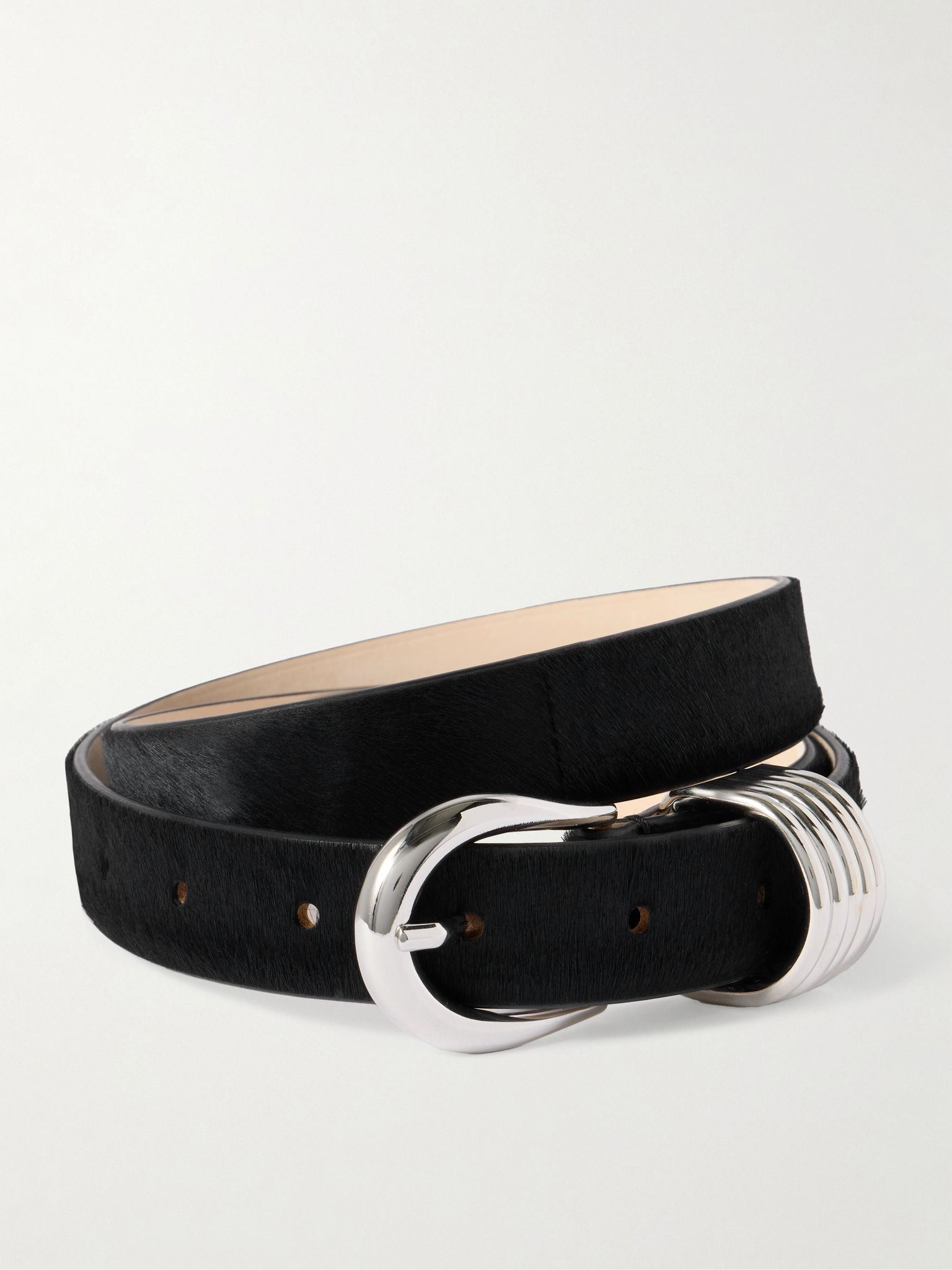 Hollyhock calf hair belt Black - 1