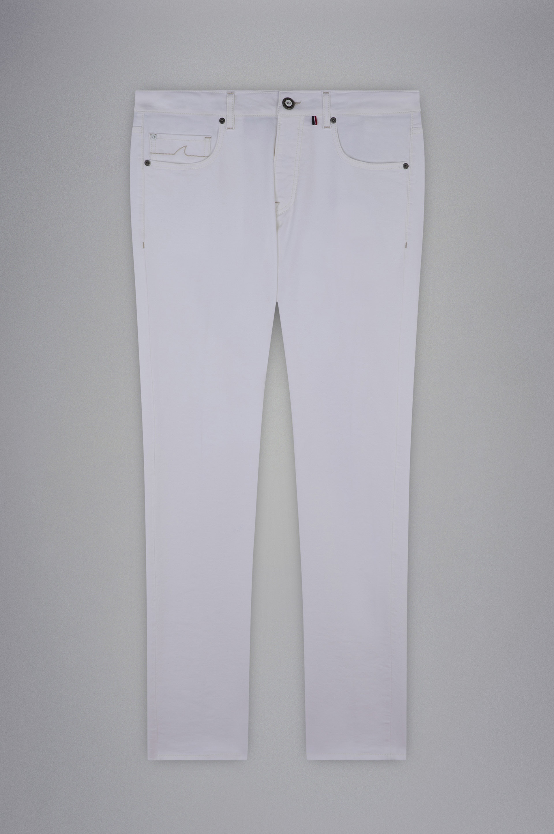 WHITE RIVET STRETCH DENIM JEANS - 1