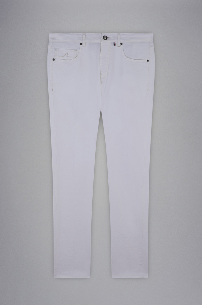 WHITE RIVET STRETCH DENIM JEANS 1