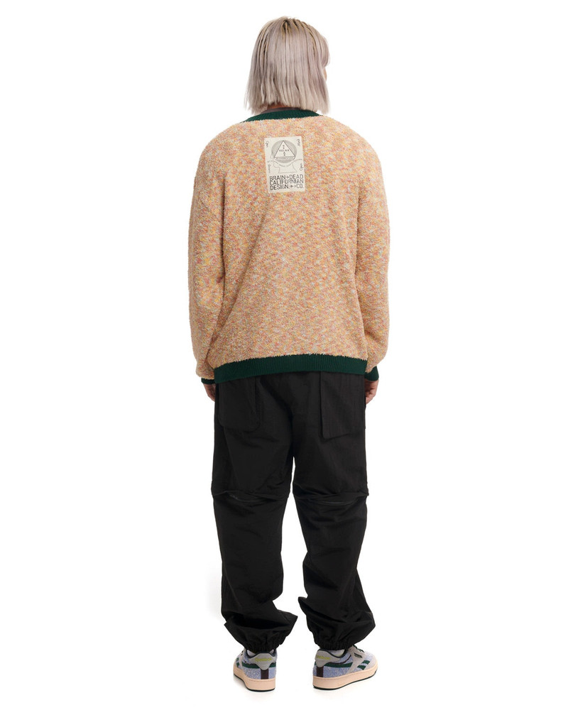 BRAIN DEAD Teddy Fur Striped Cardigan - Brown Multi outlook