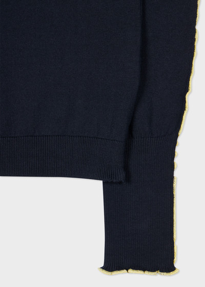 Paul Smith Women's Navy Cotton V-Neck Sweater With Frill Sleeves outlook