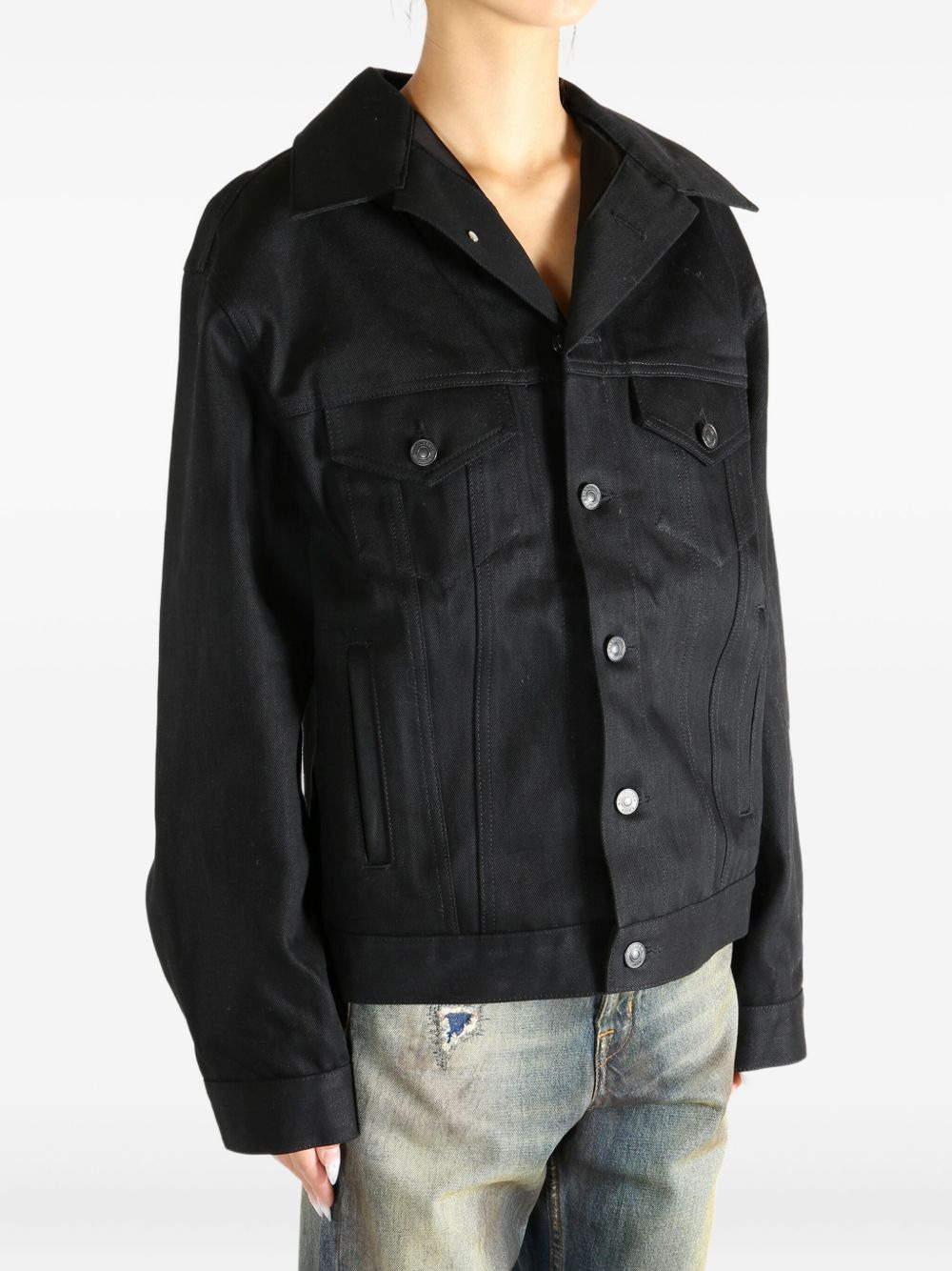 button-fastening denim jacket - 3