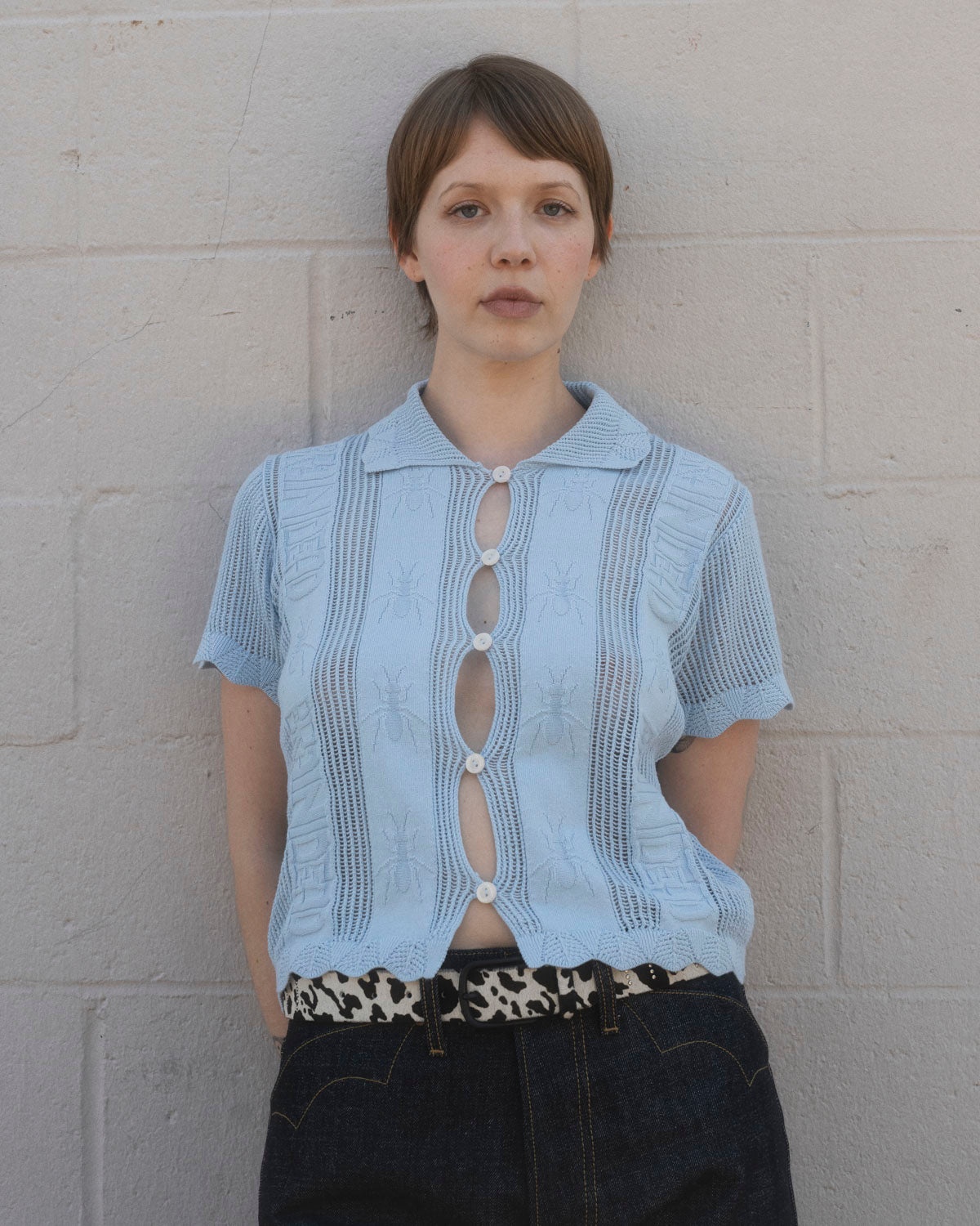 Translucent Doily Top - Light Blue - 5