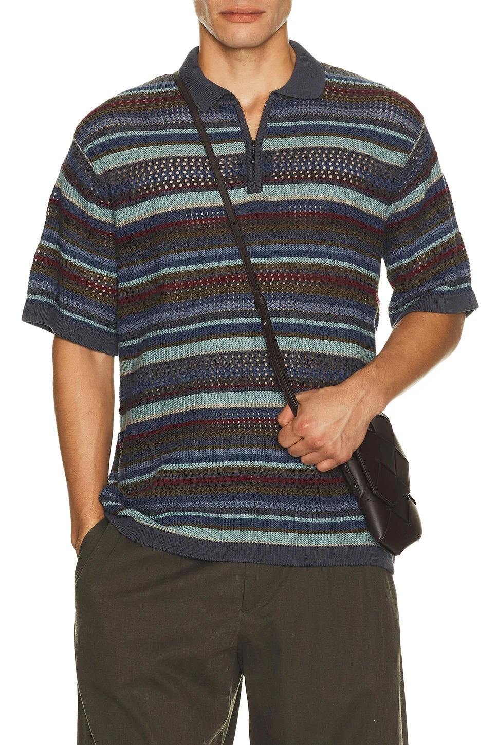 Striped Knit Polo - 1