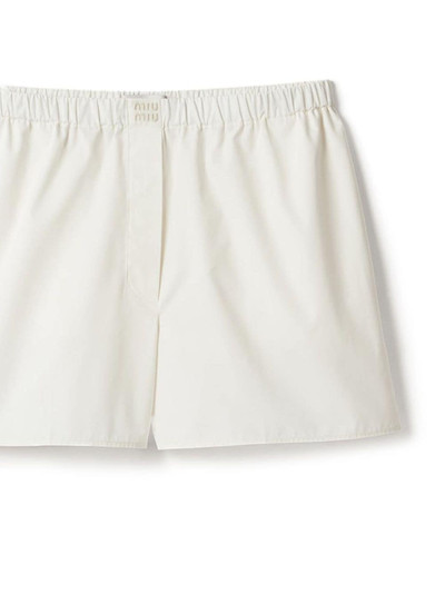 Miu Miu logo-embroidered cotton shorts outlook