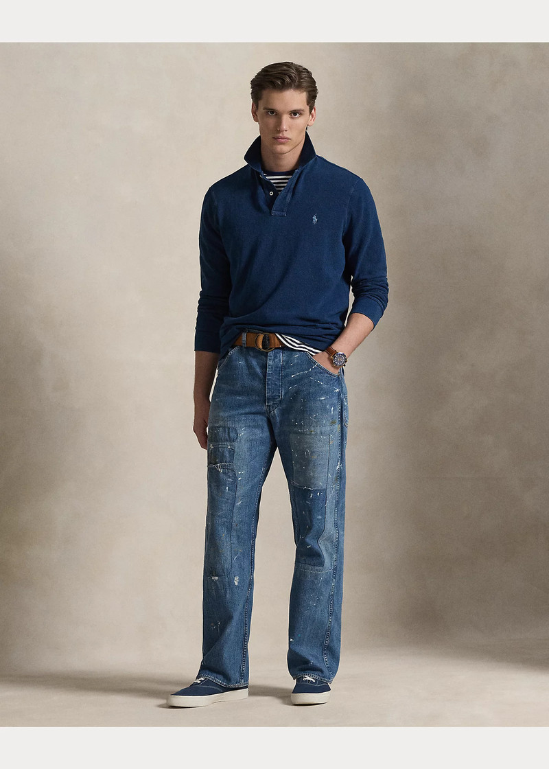 Classic Fit Indigo Mesh Polo Shirt 3