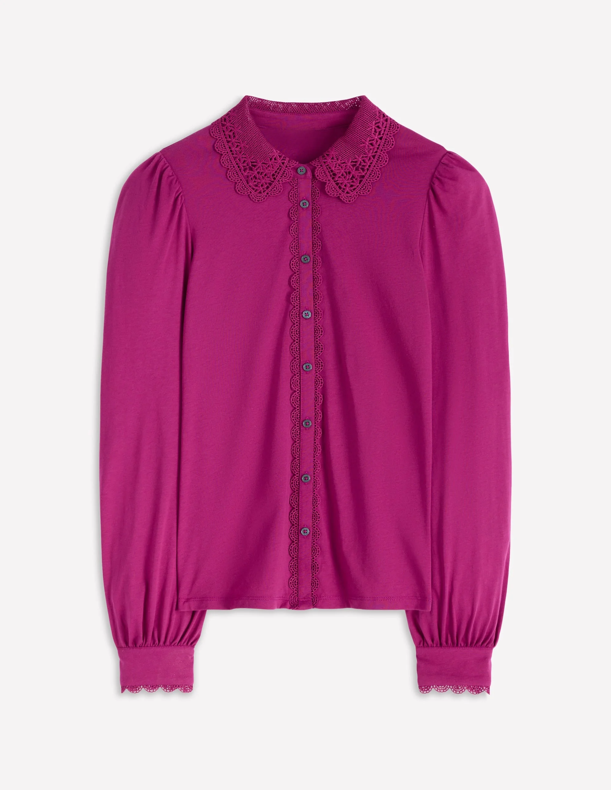 Lace Collar Blouse-Rich Magenta - 1