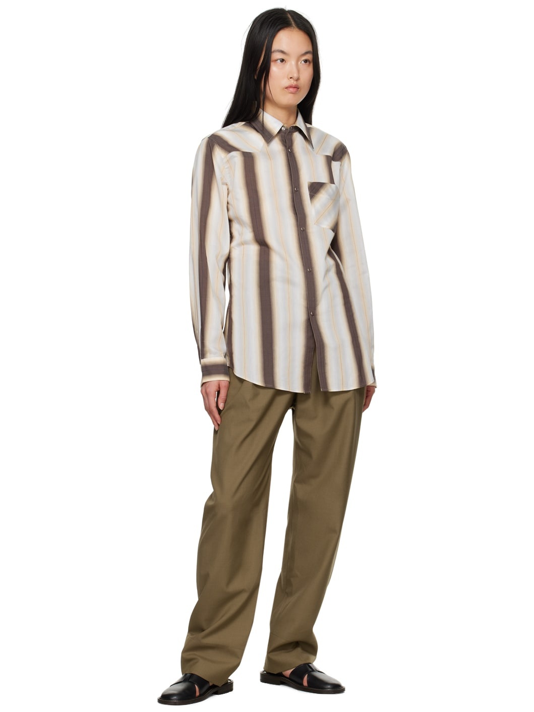 Brown & Orange Stripe Shirt - 4